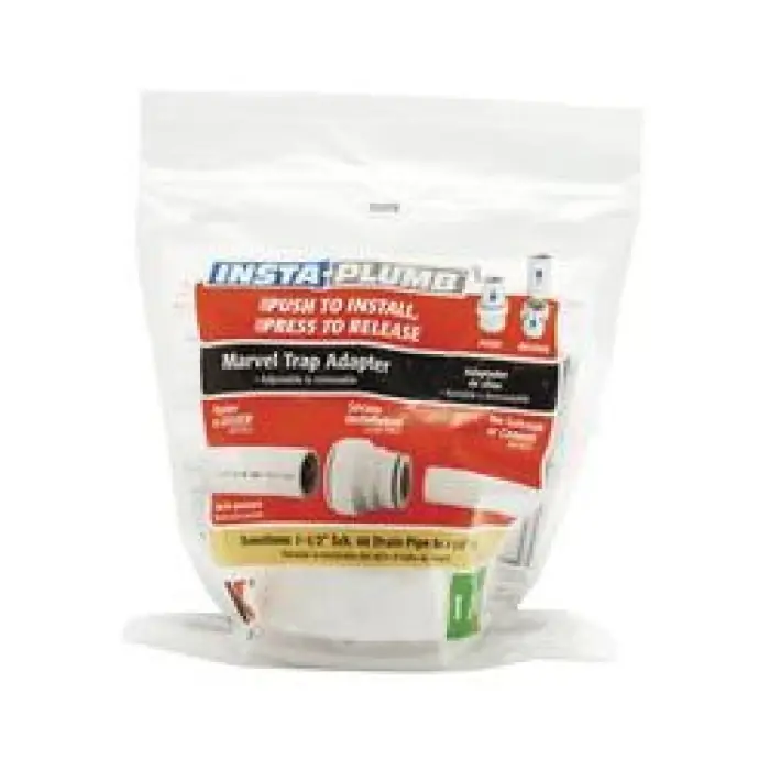 Insta-Plumb Trap Adapter, White, 1-1/4 OD X 1-1/2-In. SCH 40