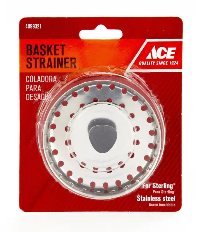 3-1/2 Inch Diameter Polished Chrome Stainless Steel Replacement Strainer Basket