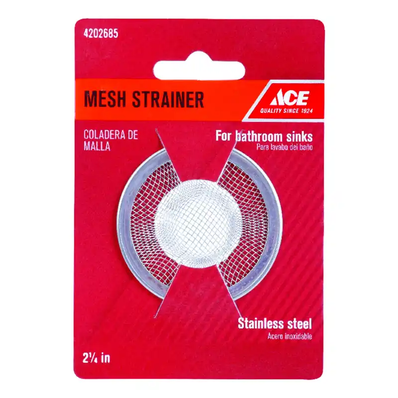 2-1/4 Inch Diameter Stainless Steel Mesh Strainer For Lavatory And Bathroom Drains