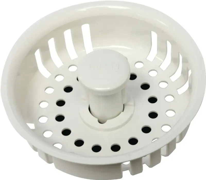 3-1/2 In. Plastic Replacement Strainer Basket With Adjustable Post - White