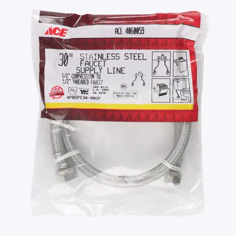 Ace 1/2 In. Compression X 1/2 In. Dia. Fip 30 In. Braided Stainless Steel Supply Line