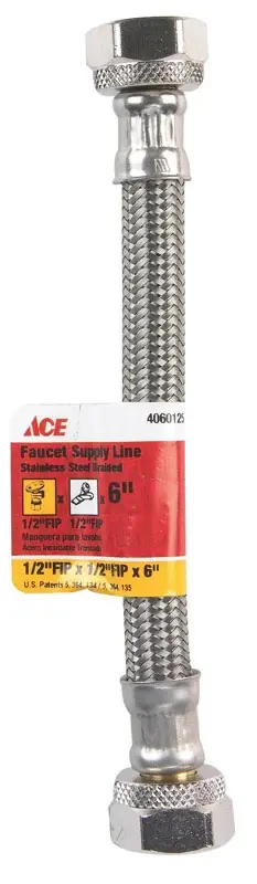 Ace 6 In. Braided Stainless Steel Supply Line For Faucet Connections