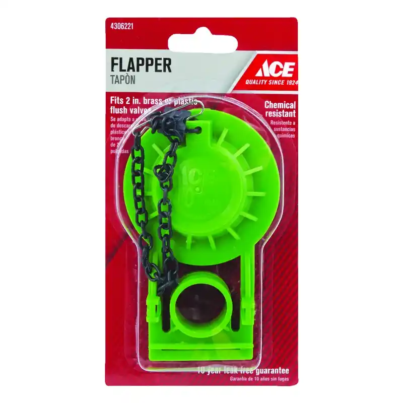Flapper And Chain Green Rubber For 2 Inch Flush Valves - Model Ace836-46-10