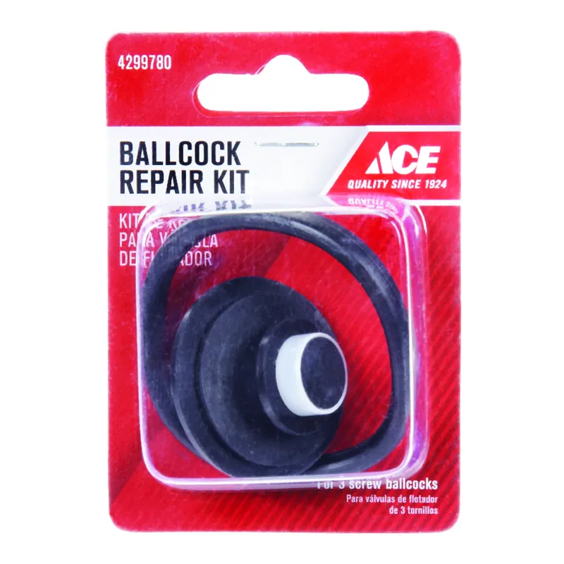 3 Screw Ballcock Repair Kit For Toilets - Black Plastic - Model Ace830-5
