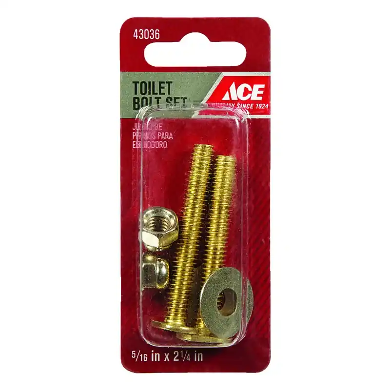 Toilet Bolt Set Brass 5/16" Wide 2 1/4" Length With Nuts And Washers