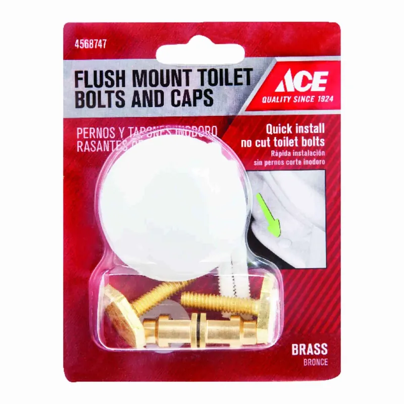 Toilet Bolts Set - White Plastic With Brass Bolts And Caps