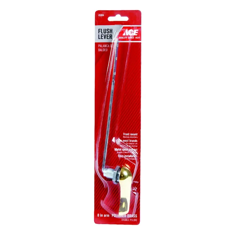 Flush Lever Polished Brass 8" Arm Front Mount Toilet Repair Part