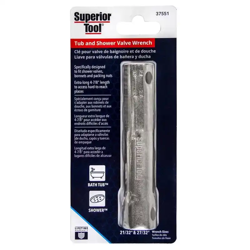 Superior Tool 29/32 Inch Steel Shower Valve Socket Wrench Silver 1 Piece