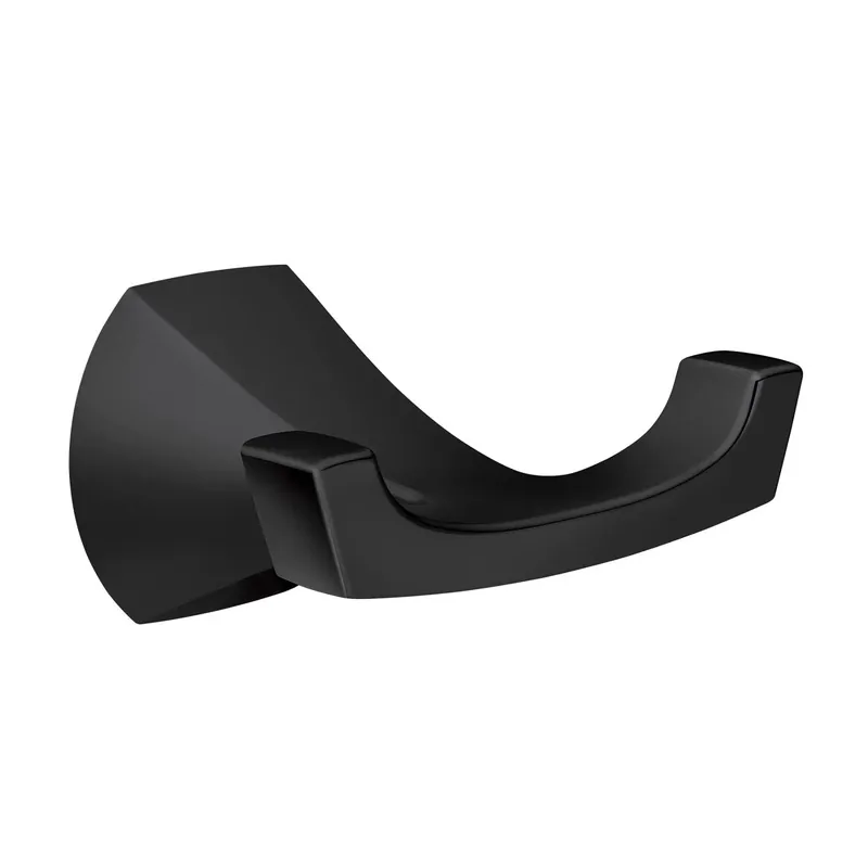 Lindor Double Robe Hook, Matte Black, 4.75" H X 4" W X 2.6" L