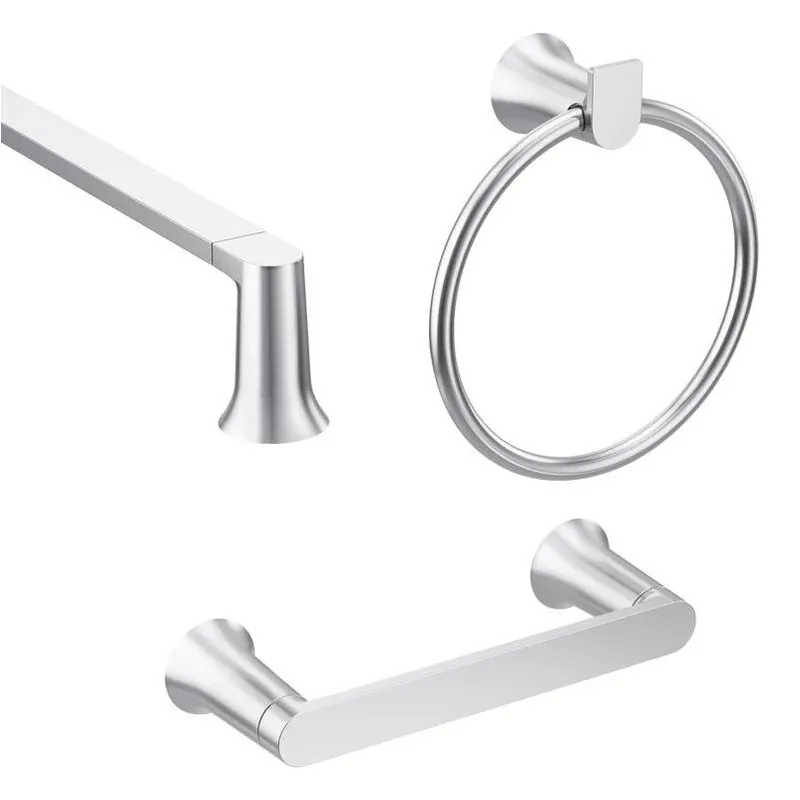 Moen Genta Chrome Towel Bar Set – Durable Zinc Construction, Silver Finish