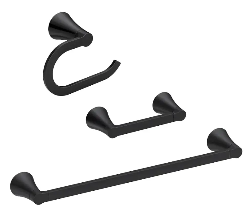 Mikah Matte Black 3-piece Accessory Kit 24 In. L Die Cast Zinc