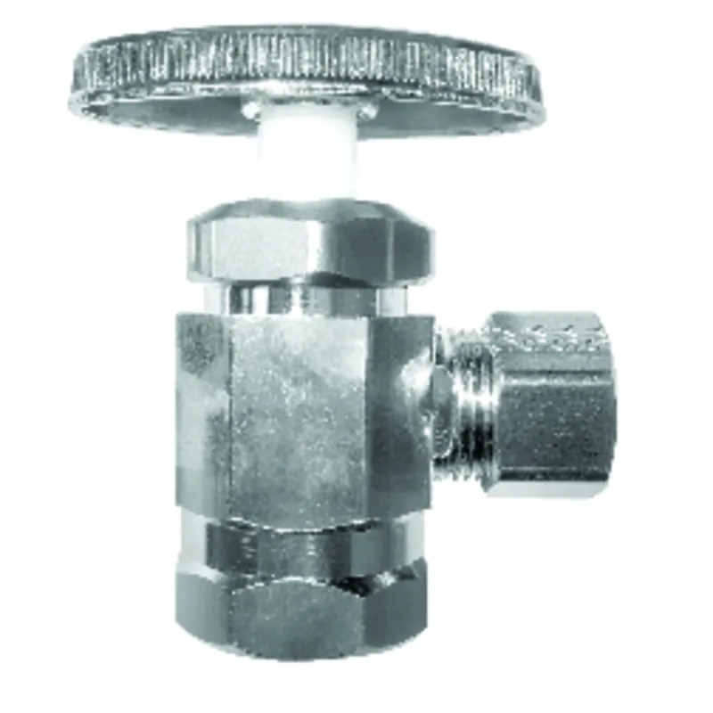 Fip Compression Brass Angle Stop Valve With PTFE Seats And Plated Brass Finish