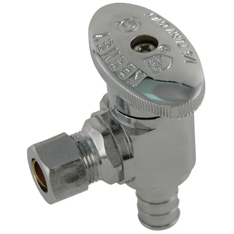 1/2 In. Pex Barb X 3/8 In. Brass Angle Stop Valve - Model Ace2882lf