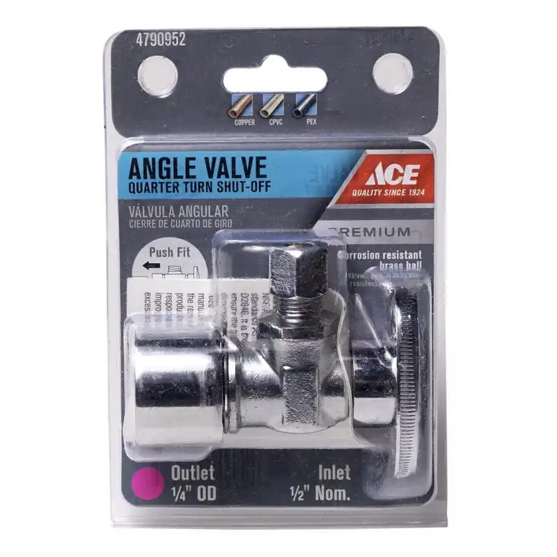 Quick Lock 1/2 In. Push-fit X 1/4 In. Brass Angle Valve - Model Ace2626po