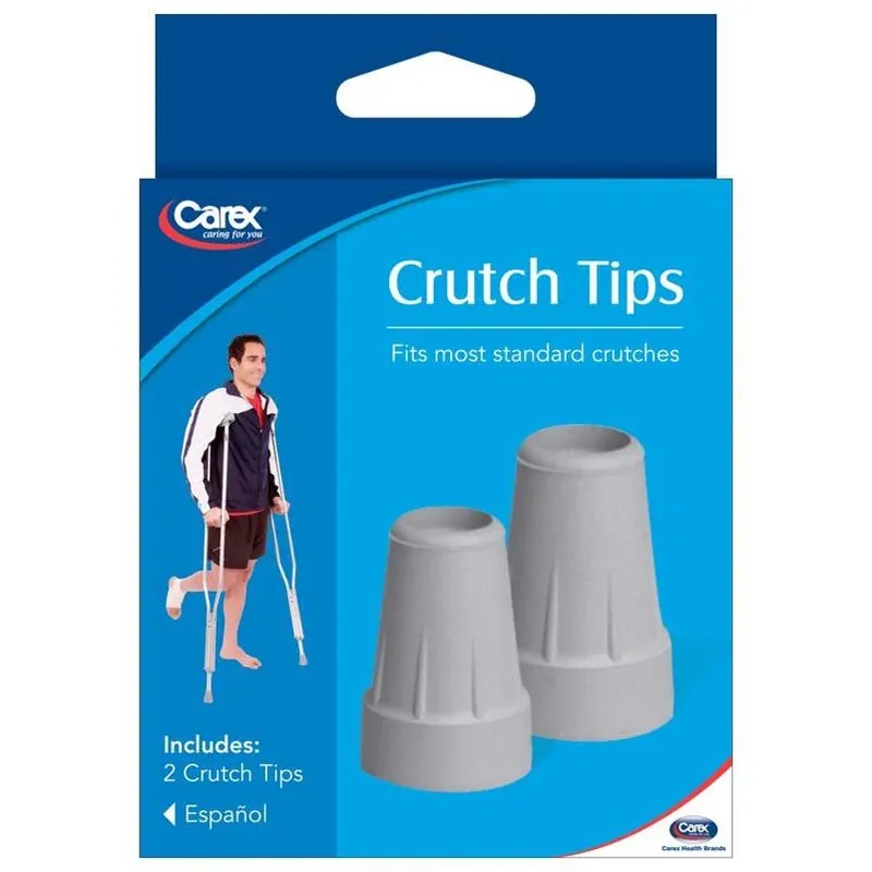 Gray Rubber‑Stainless Steel Crutch Tips – 7/8" x 3/4", 250 lb Capacity, ADA‑Compliant