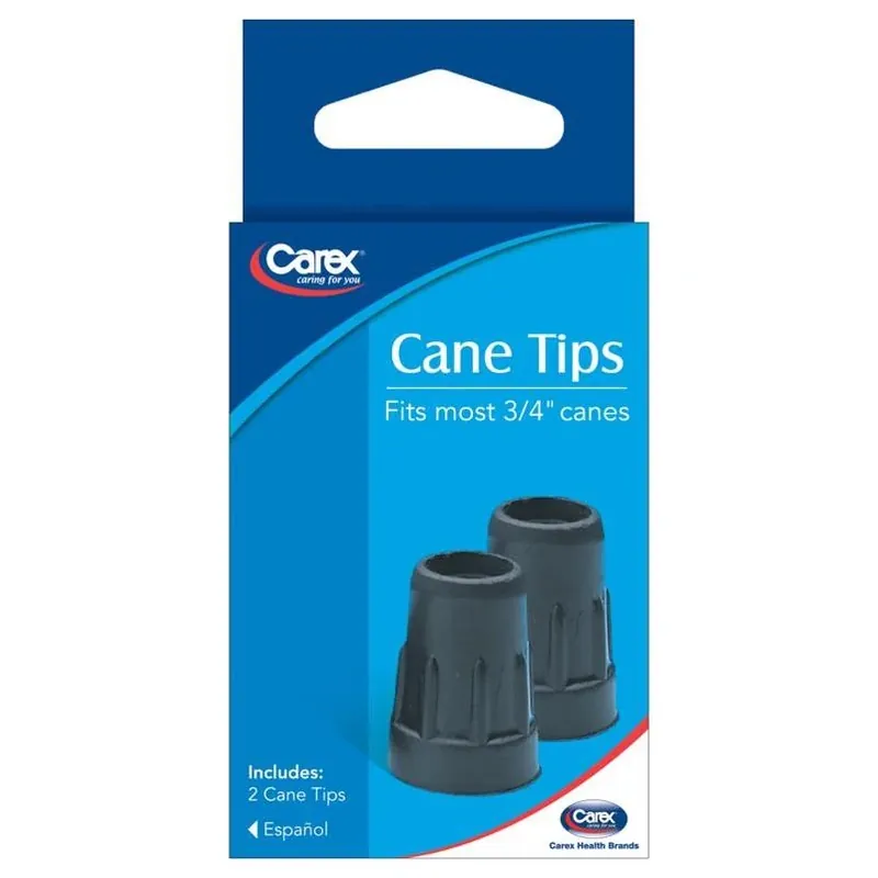 Carex Black Walking Cane Tips – Rubber & Stainless Steel, ADA‑Compliant