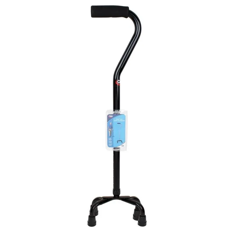 Black Aluminum Quad Cane With Offset Grip – 37‑Inch Height, 300‑lb Capacity