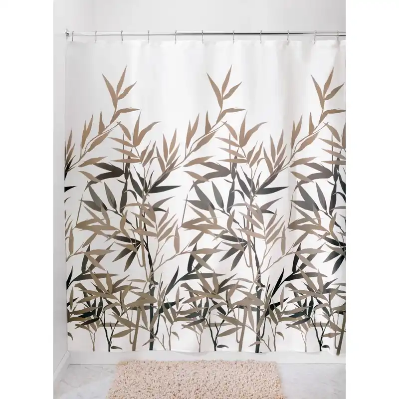Anzu 72 In. H X 72 In. W Black/tan Natural Bamboo Shower Curtain Polyester