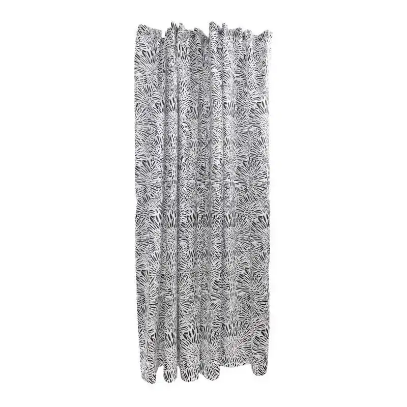 Sttelli Dandelion 72‑Inch Black Polyester Shower Curtain – Machine‑Washable & Water‑Resistant