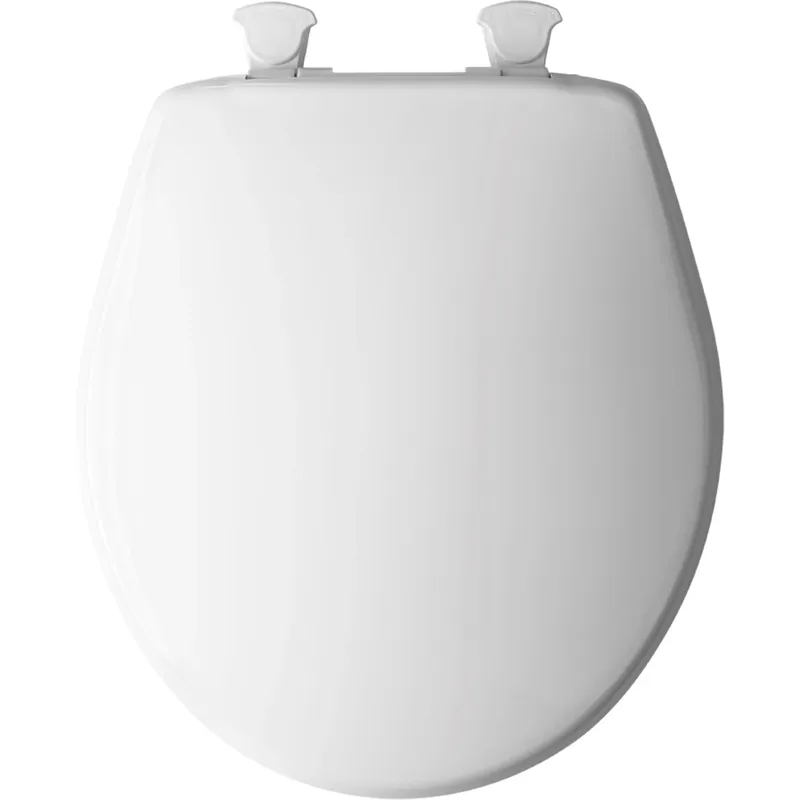 Round White Plastic Toilet Seat With Easy Clean Feature And Closed Front Design