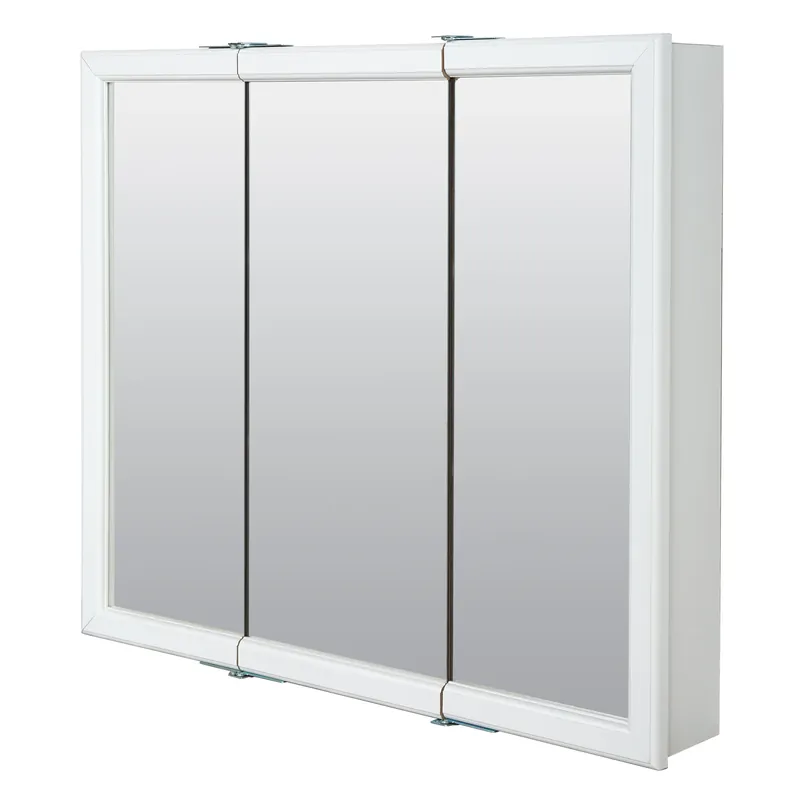 Tri-View Mirror Medicine Cabinet, White Frame, 30 In. Wide