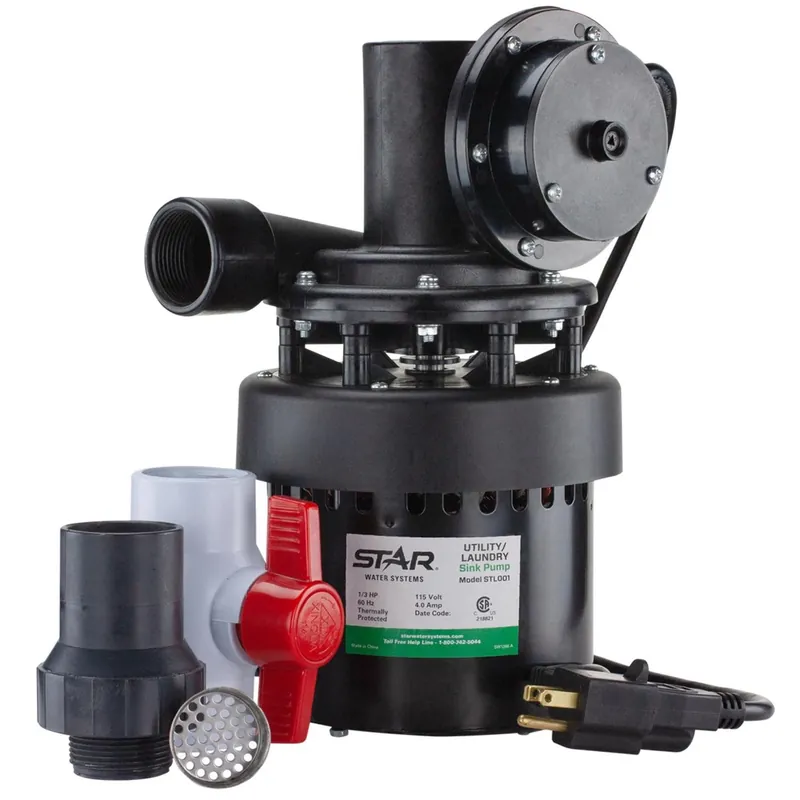 1/3 Hp 1320 Gph Thermoplastic Diaphragm Switch Sink Pump System
