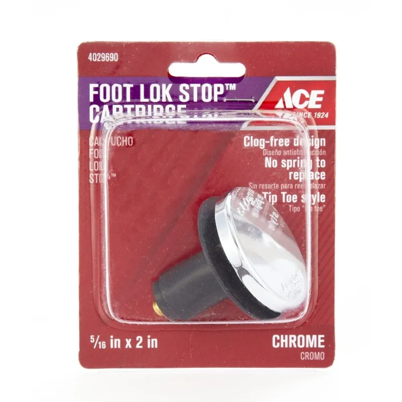 Foot Lok Stop Cartridge 5/16 In. Polished Chrome Tub Stopper For Old Style Drains