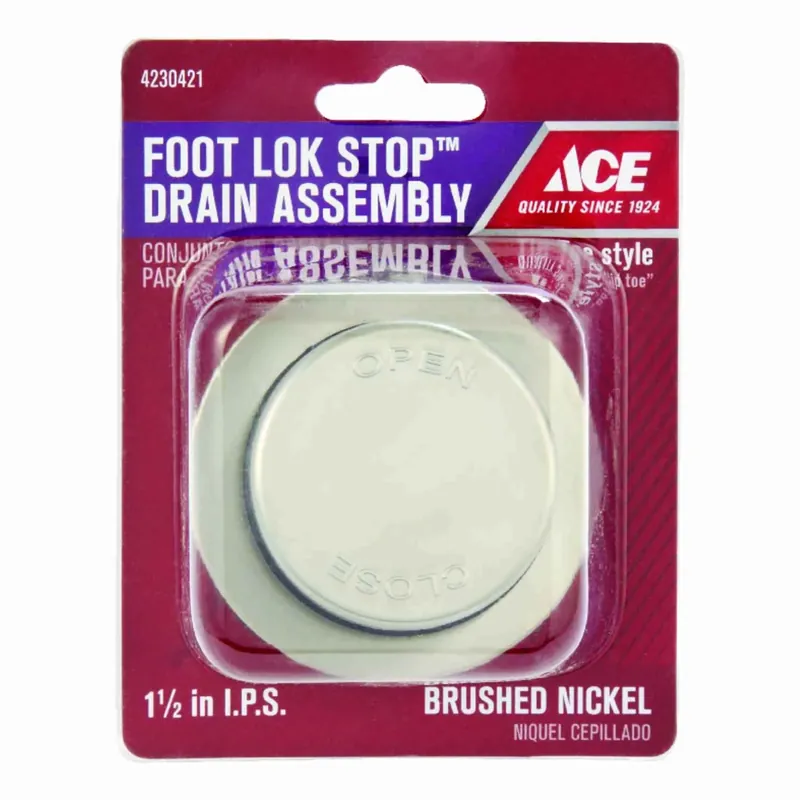 1-1/2 In. Brushed Nickel Metal Foot Lok Stop Drain Assembly
