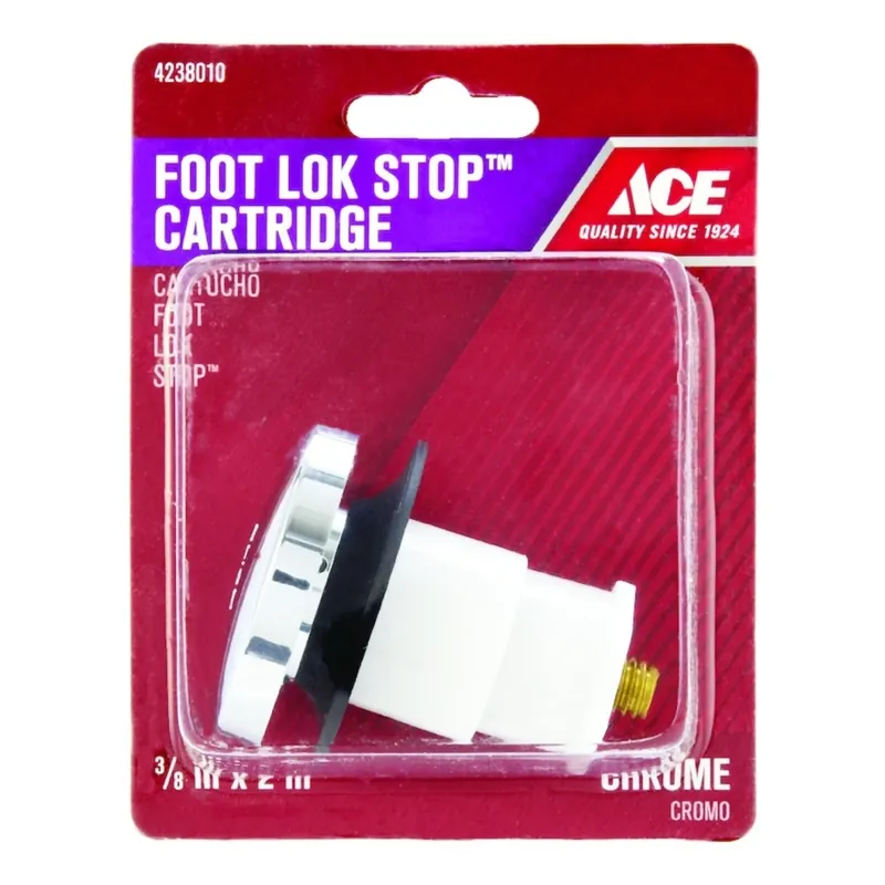 Foot Lok Stop Cartridge 3/8 In. Chrome Plated Brass Drain Stopper Replacement
