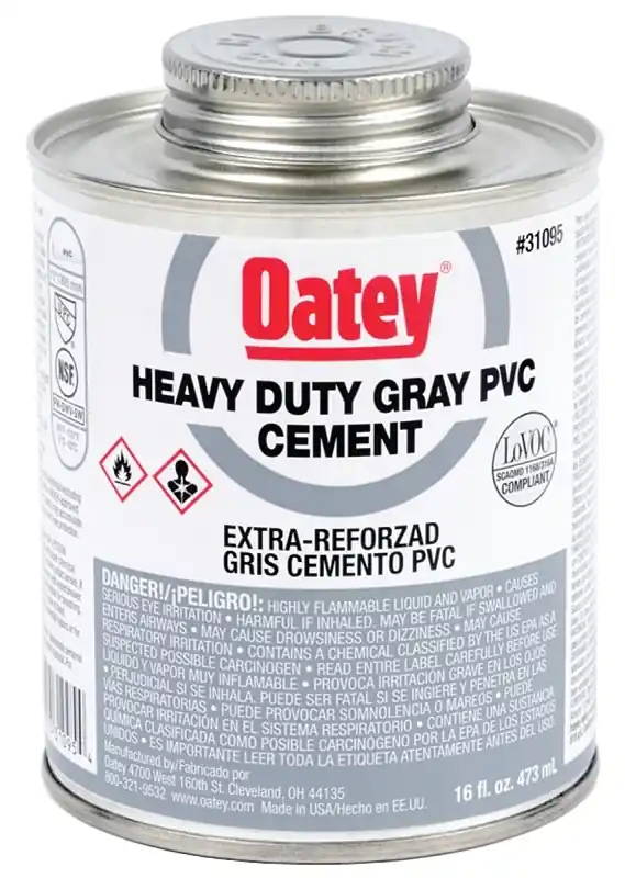 PVC Pipe Cement, Heavy-Bodied, Gray, 16-oz.