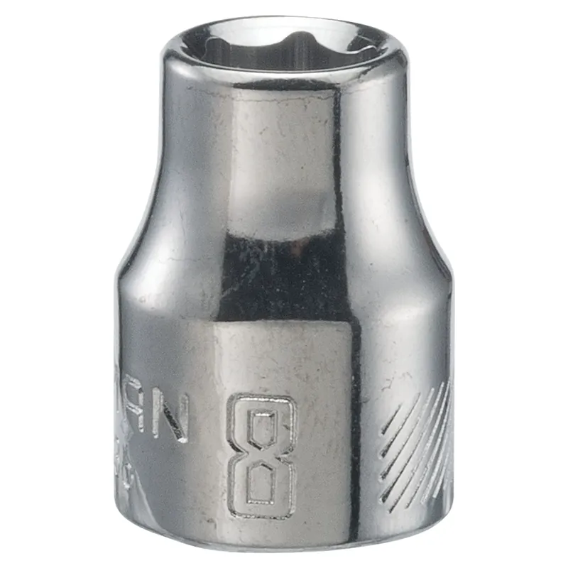 8 Mm X 3/8 In. Drive 6 Point Shallow Socket - Single Piece