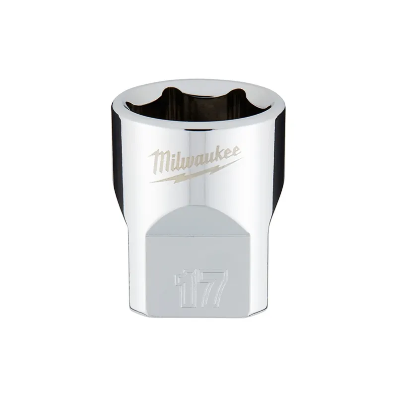 3/8 In. Drive 17 Mm 6-point Shallow Metric Socket With Four Flat Sides
