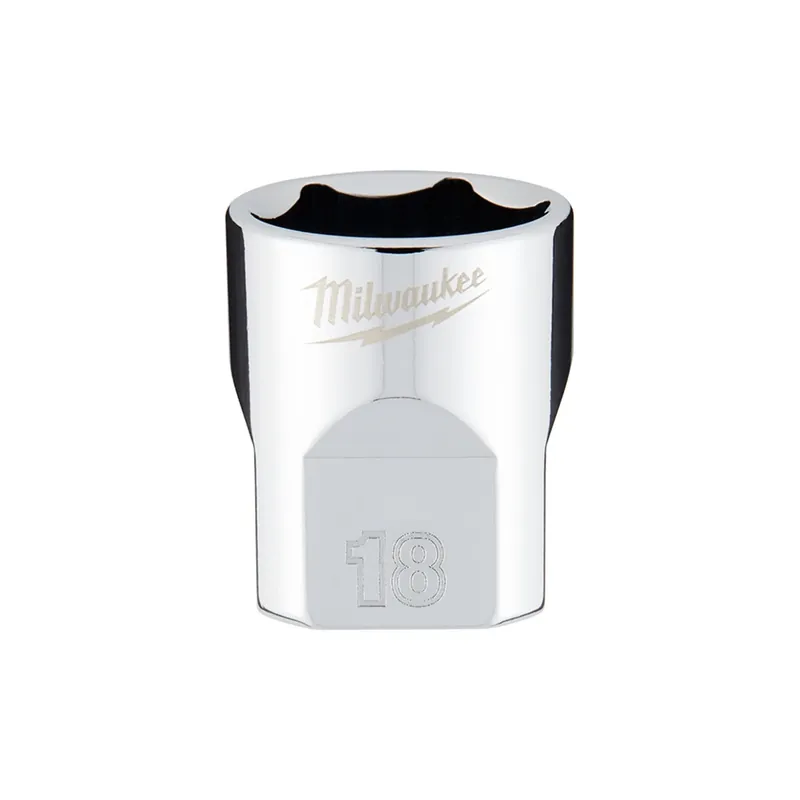 3/8 In. Drive 18 Mm 6-point Shallow Metric Socket With Four Flat Sides