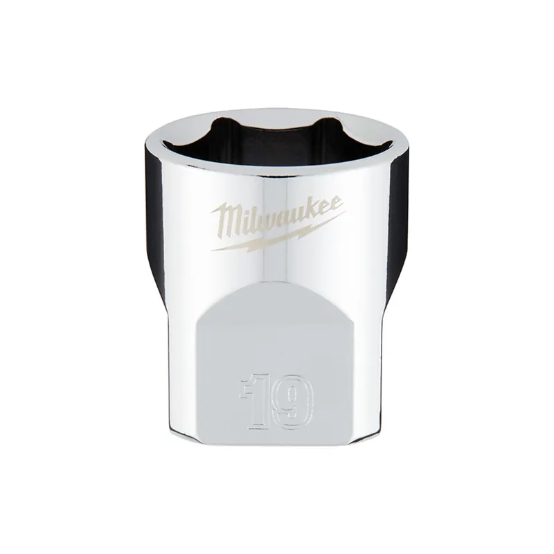 3/8 In. Drive 19 Mm 6-point Shallow Metric Socket With Four Flat Sides