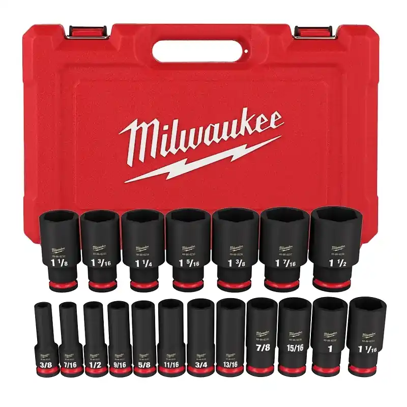 Shockwave 1/2 In. Drive Sae 6 Point Deep Impact Socket Set 19 Piece