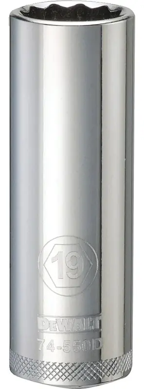 Metric Deep Socket, 12-Point, 1/2 In. Drive, 19mm