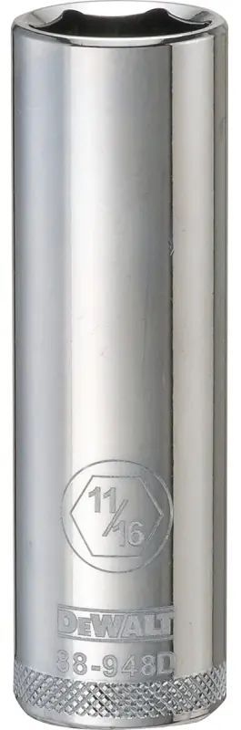 SAE Deep Socket, 6-Point, 1/2 In. Drive, 11/16 In.
