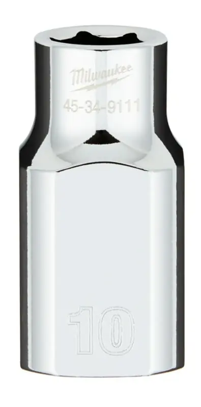 1/2 In. Drive 10 Mm 6-point Shallow Metric Socket With Four Flat Sides