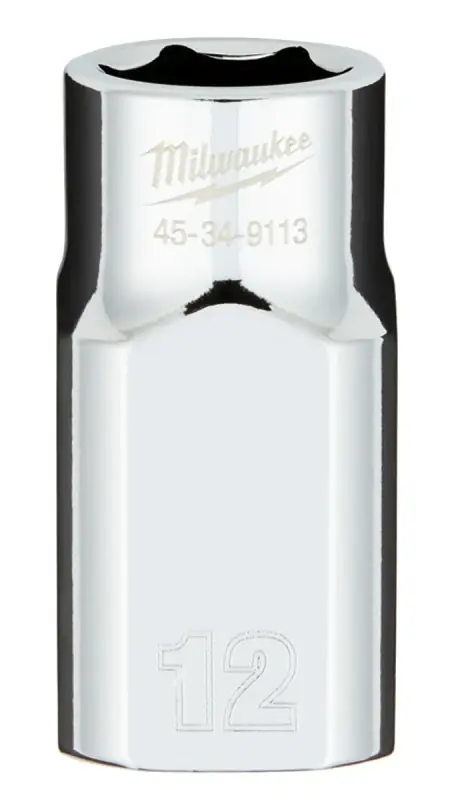 1/2 In. Drive 12 Mm 6-point Shallow Metric Socket With Four Flat Sides