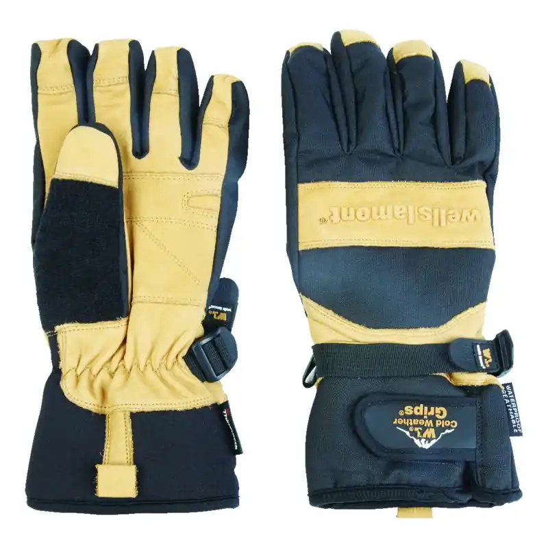 Xl Cowhide Leather Winter Black/tan Gloves With Thinsulate Insulation