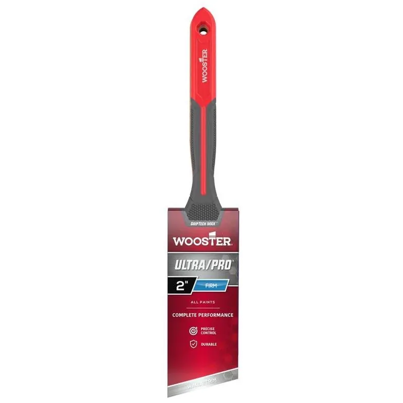 Wooster Ultra/Pro GRIPTECH MAX Firm Angle Paint Brush – 2‑in Width, 2‑5/8‑in Bristles, Nylon/Polyester, Sash Handle