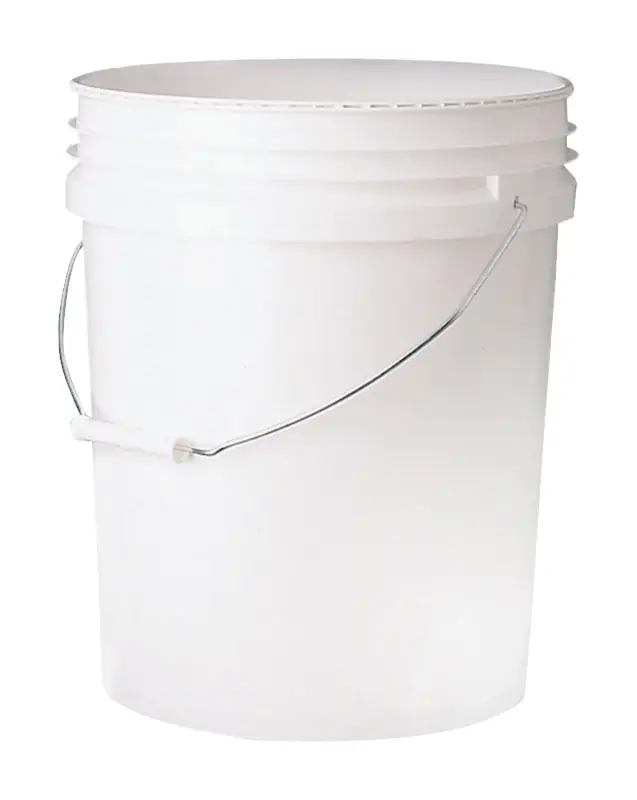 Industrial Pail, White Plastic, 5-Gallons