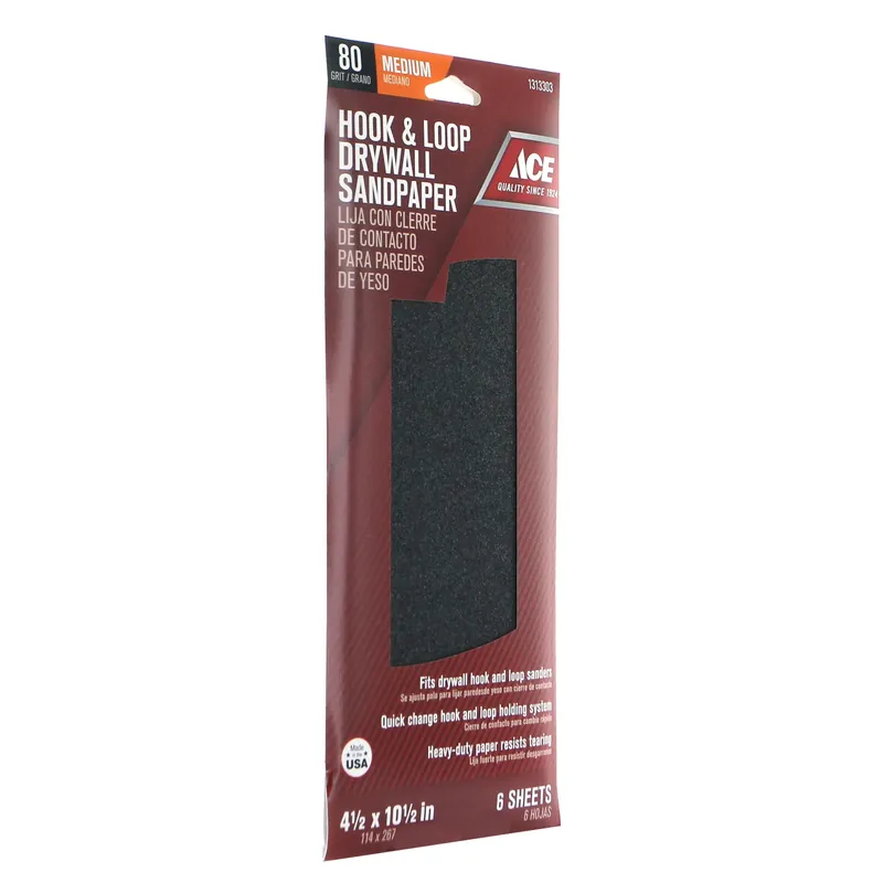Ace 10-1/2 In. L X 4-1/2 In. W 80 Grit Medium Silicon Carbide Drywall Sanding Sheet 6 Pk