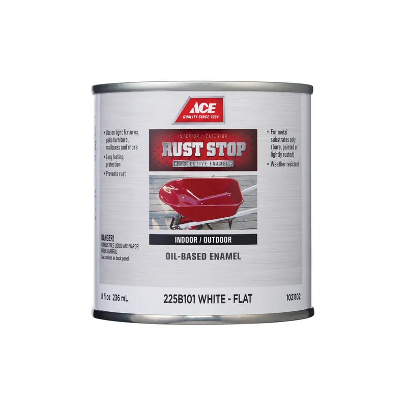 1021102 0.5 Pint Rust Stop Indoor & Outdoor Flat White Oil-Based Enamel Rust Preventative Paint, Pack Of 6