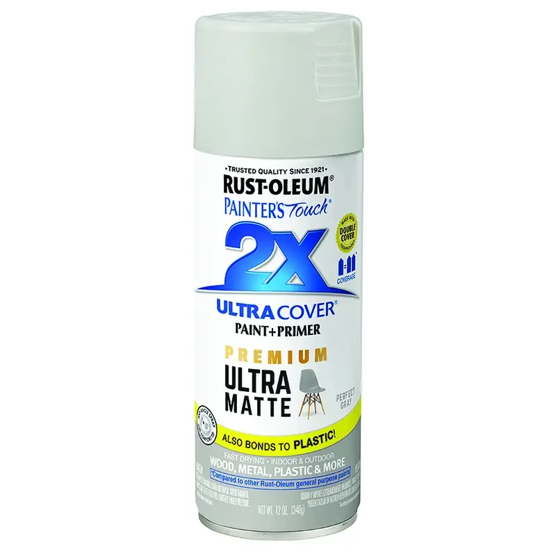 Painter‘s Touch 2X Premium Ultra Matte Spray Paint, Perfect Gray, 12-oz.