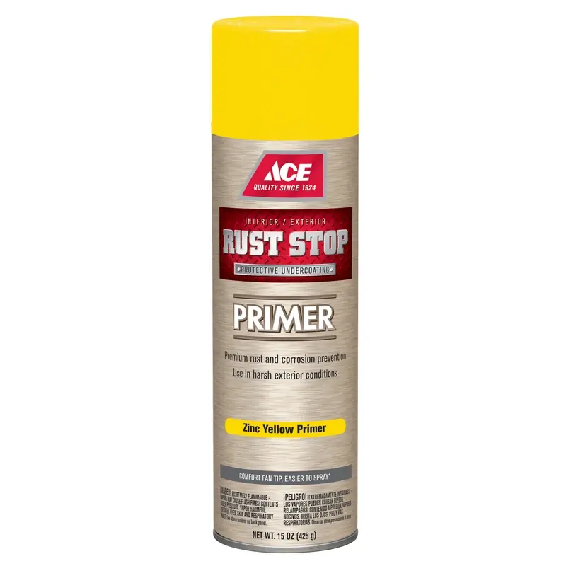 Rust Stop Zinc Yellow Spray Primer 15 Oz - Protects And Seals Metal Surfaces
