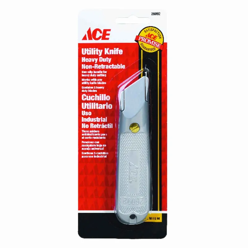 5 Inch Fixed Blade Utility Knife With Textured Grip And Blade Storage