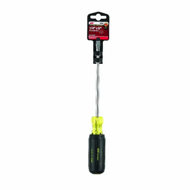 6 In. Slotted Screwdriver With Cushion Grip Handle And Chrome Finish