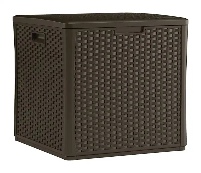 Deck Box Cube, Wicker-Look Resin, 60 Gal.