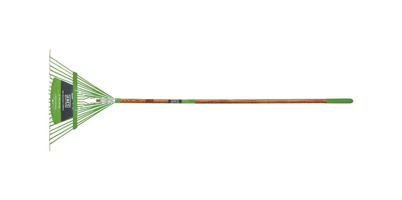 61.25 In. Steel Leaf Rake With 22 Tines And Wood Handle